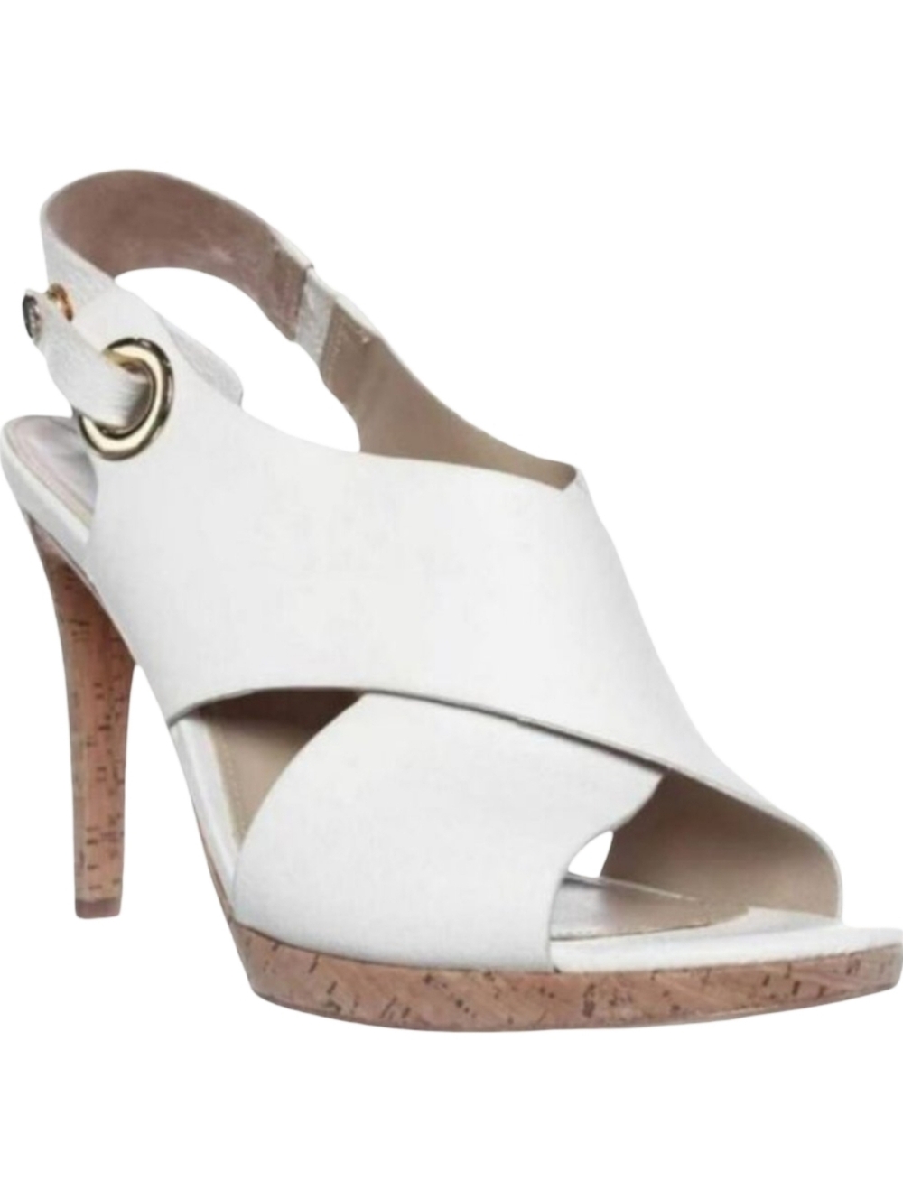 Via Spiga ONITTA White Leather Peep Toe Slingback Heels size 9.5